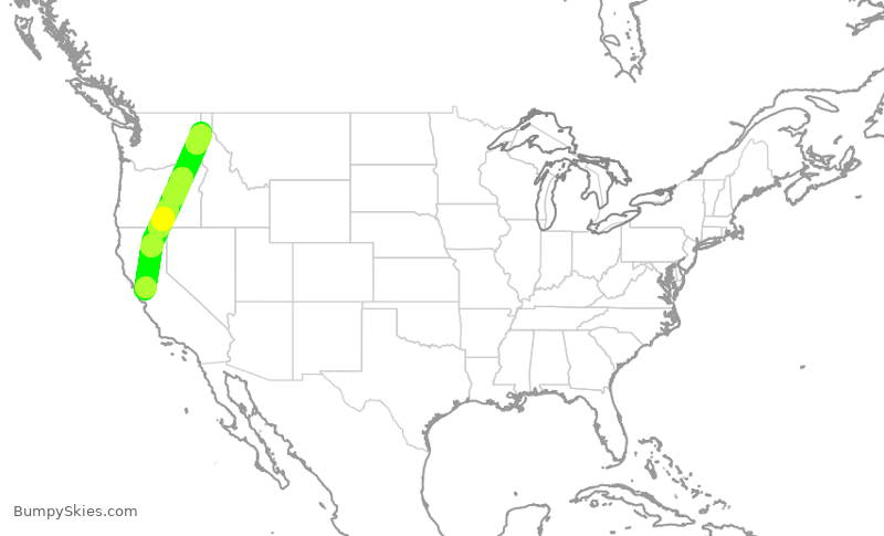 Turbulence forecast map for TWY553, LVK to COE
