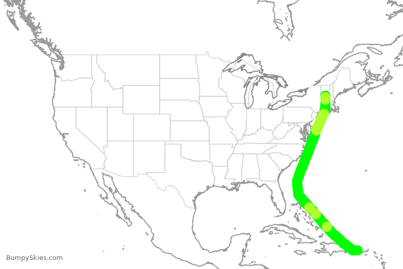 Turbulence forecast map for TWY55, SIG to LEB