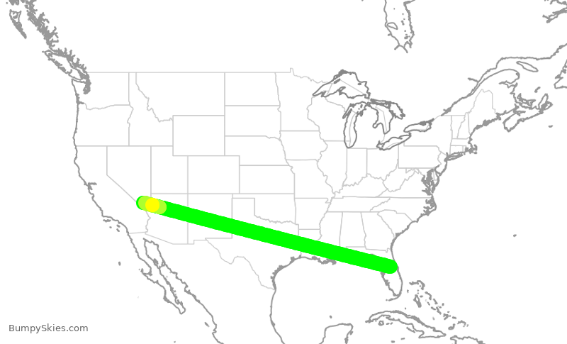 Turbulence forecast map for TWY569, ORL to HSH