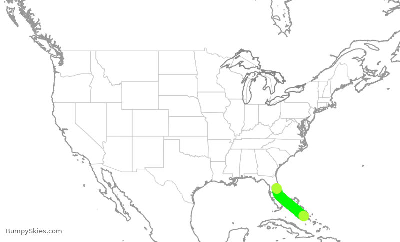 Turbulence forecast map for TWY569, GGT to ORL