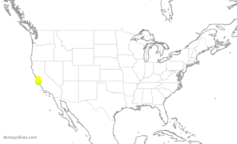 Turbulence forecast map for TWY57, MRY to NUQ