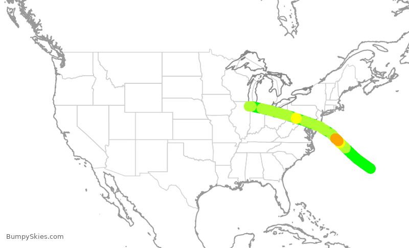 Turbulence forecast map for TWY58, MDW to BDA