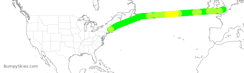 Turbulence forecast map for TWY603, BED to GKB