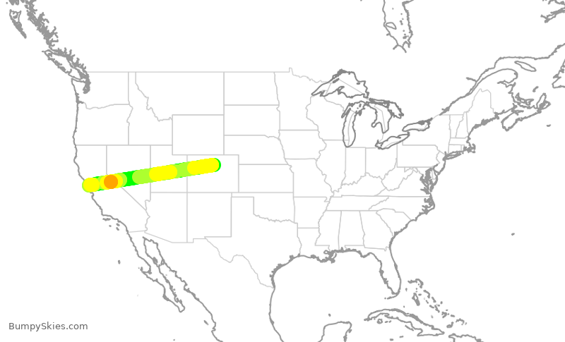 Turbulence forecast map for TWY612, BJC to OAK