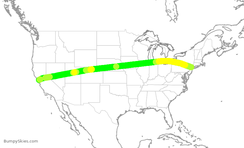 Turbulence forecast map for TWY612, OAK to TEB