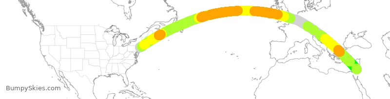 Turbulence forecast map for TWY613, TEB to TLV