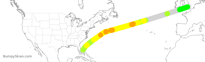 Turbulence forecast map for TWY625, MIA to GGW