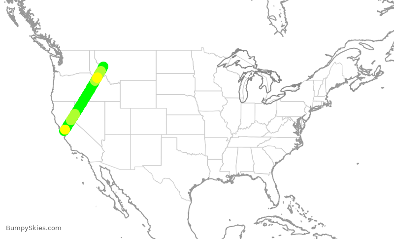 Turbulence forecast map for TWY650, SJC to MSO