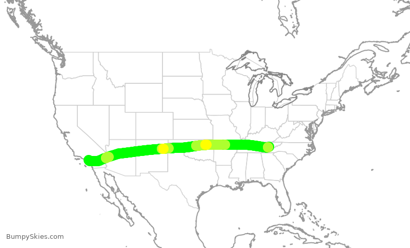 Turbulence forecast map for TWY66, SNA to TYS