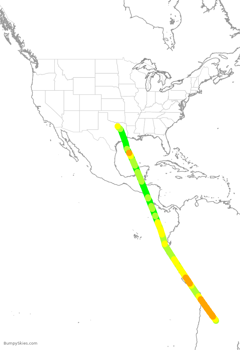 Turbulence forecast map for TWY673, TUC to DAL