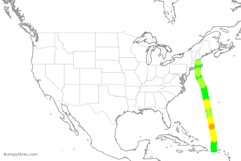 Turbulence forecast map for TWY681, BED to SIG