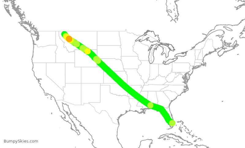 Turbulence forecast map for TWY681, FXE to FCA