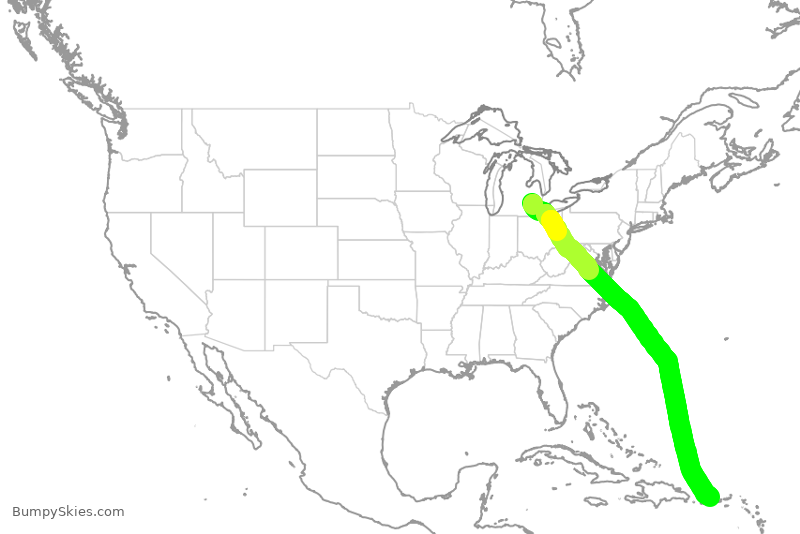 Turbulence forecast map for TWY681, PTK to SIG