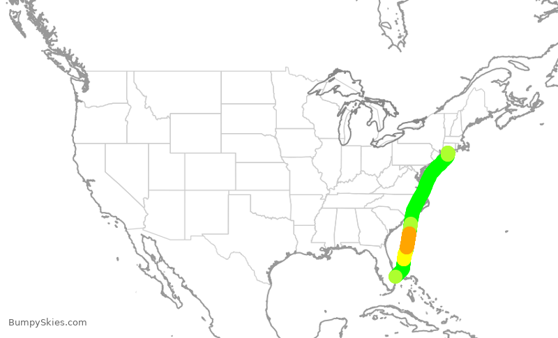 Turbulence forecast map for TWY68, KDJT to FOK
