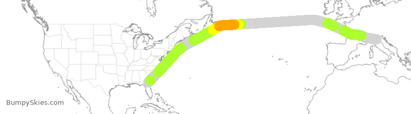 Turbulence forecast map for TWY69, JAX to BLQ