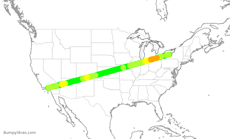 Turbulence forecast map for TWY700, VNY to ROC