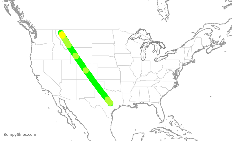 Turbulence forecast map for TWY704, FCA to AUS