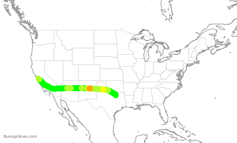 Turbulence forecast map for TWY71, SJC to ADS