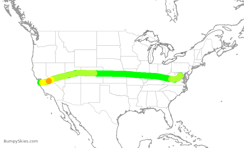Turbulence forecast map for TWY73, JYO to SJC
