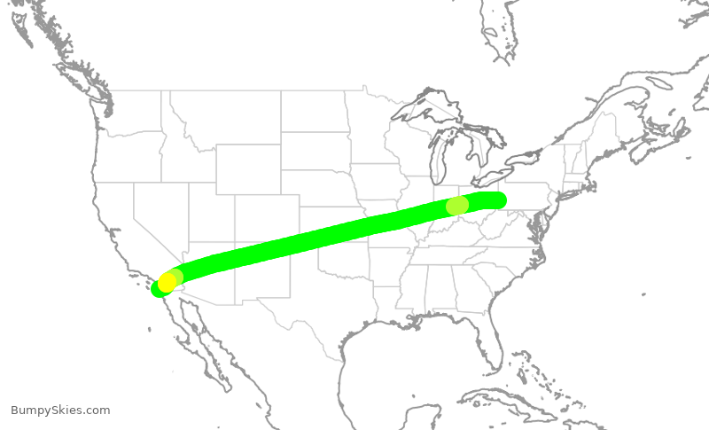 Turbulence forecast map for TWY771, PIT to SAN