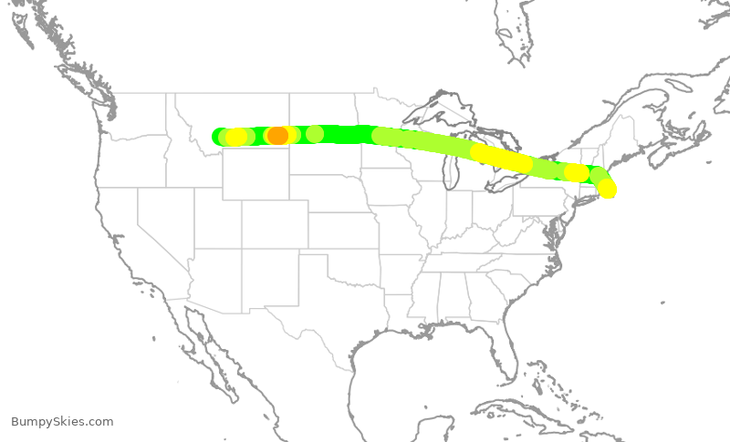 Turbulence forecast map for TWY777, HYA to BZN