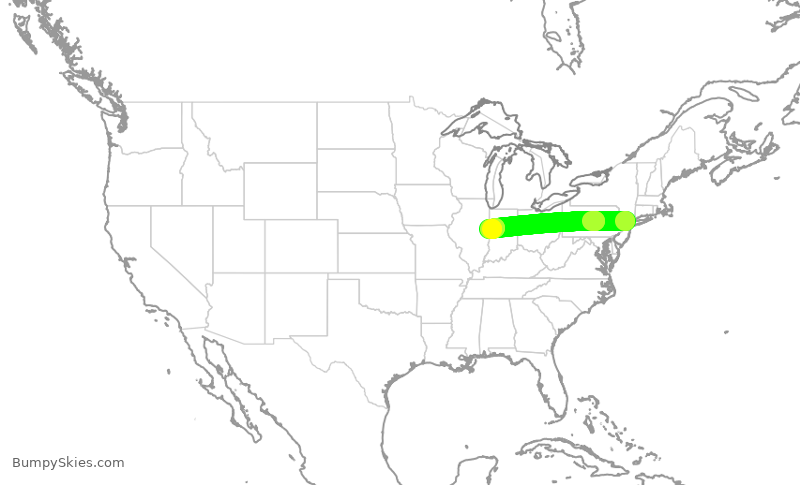 Turbulence forecast map for TWY78, TEB to DNV