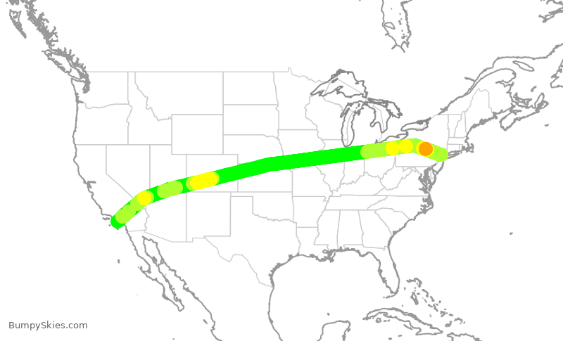 Turbulence forecast map for TWY7, LAX to TEB