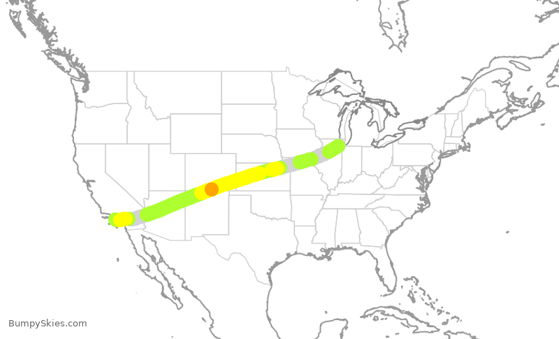 Turbulence forecast map for TWY800, LAX to MDW