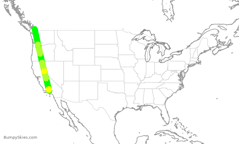 Turbulence forecast map for TWY822, VNY to YVR