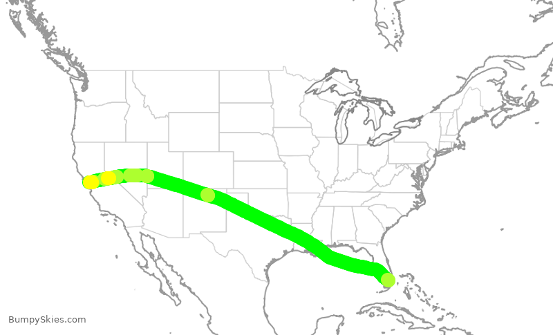 Turbulence forecast map for TWY823, OPF to HWD