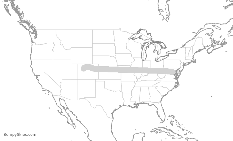 Turbulence forecast map for TWY828, IAD to EGE