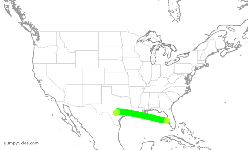Turbulence forecast map for TWY82, SRQ to SKF