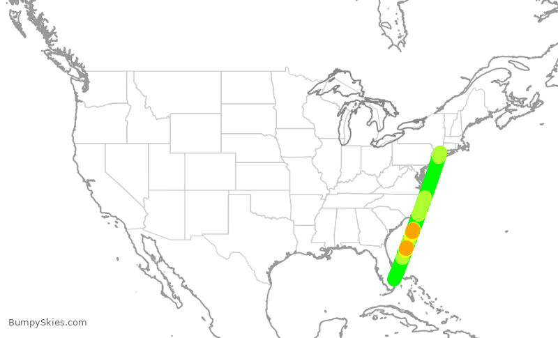 Turbulence forecast map for TWY844, BCT to HPN