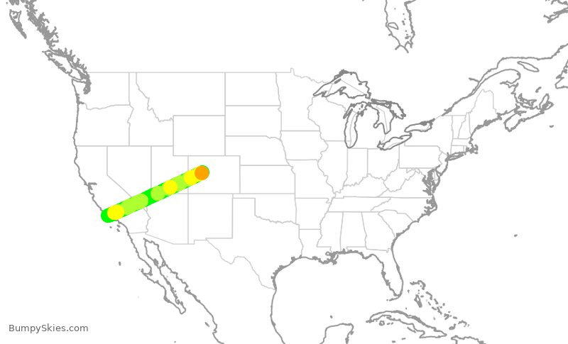 Turbulence forecast map for TWY850, ASE to SBA