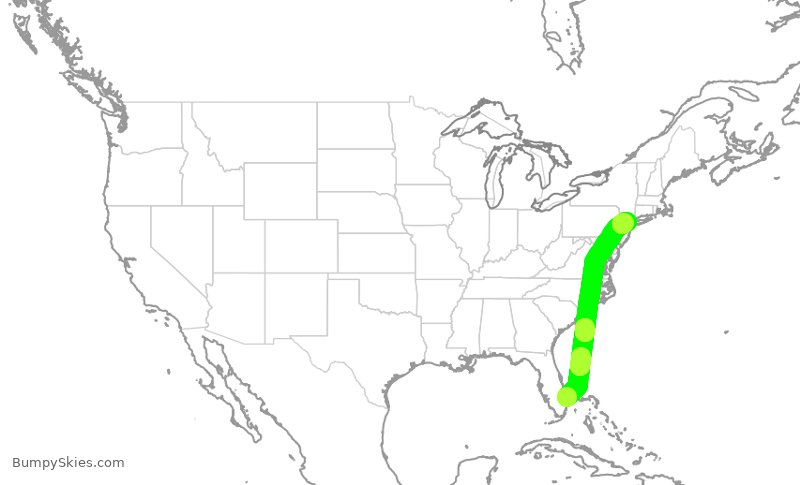 Turbulence forecast map for TWY850, DJT to TEB
