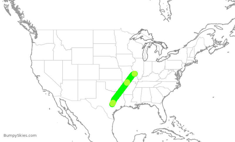 Turbulence forecast map for TWY887, KCPS to AUS