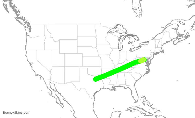 Turbulence forecast map for TWY888, DAL to IAD