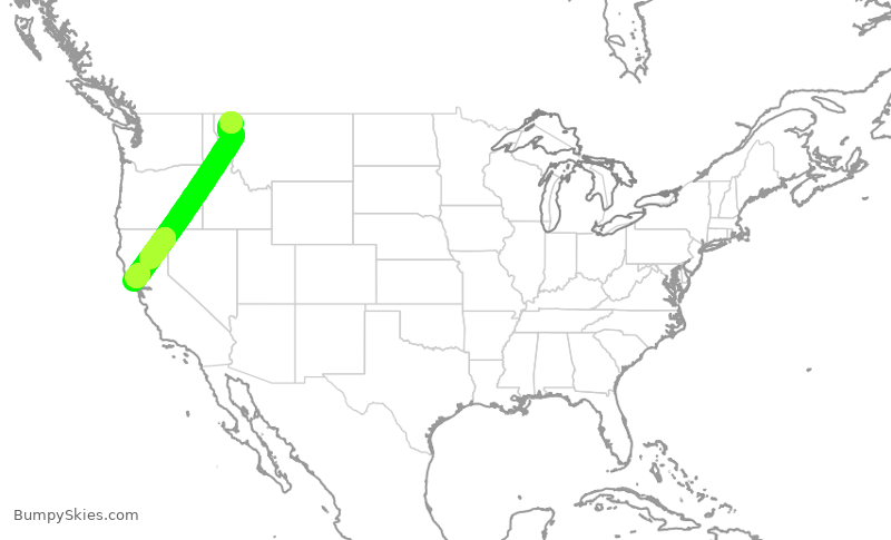 Turbulence forecast map for TWY898, FCA to STS