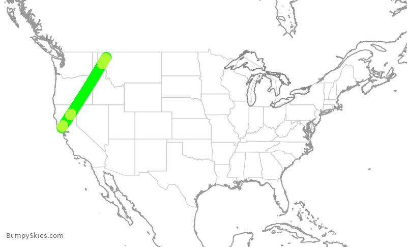 Turbulence forecast map for TWY898, STS to FCA
