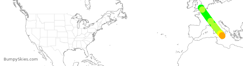 Turbulence forecast map for TWY89, LTN to CTA