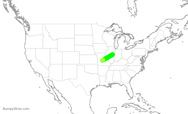 Turbulence forecast map for TWY90, CMI to AIZ