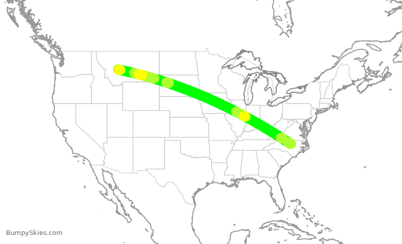 Turbulence forecast map for TWY917, HLN to RDU