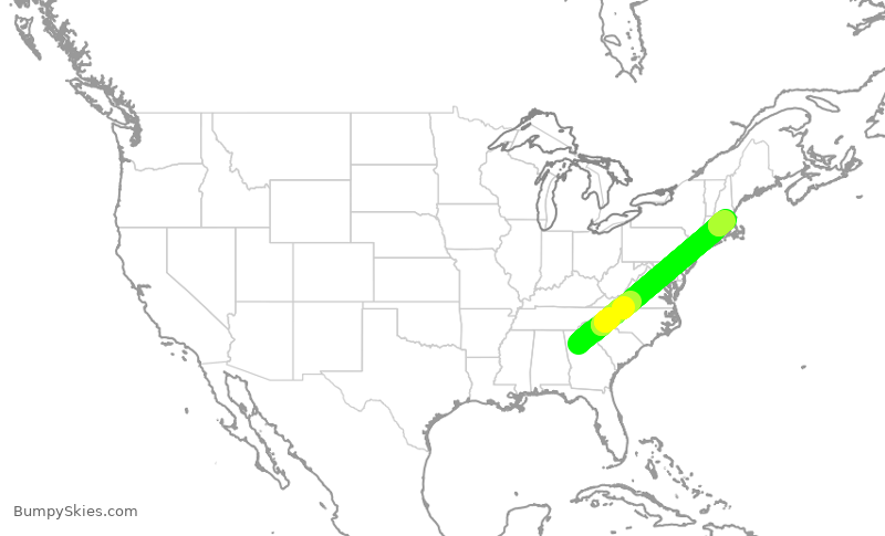 Turbulence forecast map for TWY928, PDK to BED