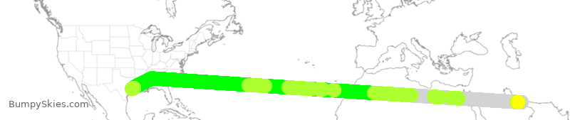 Turbulence forecast map for UAE1, DXB to IAH