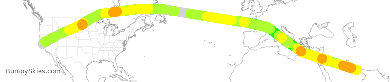 Turbulence forecast map for UAE226, SFO to MDB
