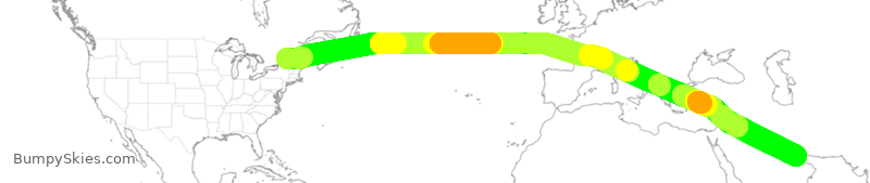 Turbulence forecast map for UAE244, YUL to DXB