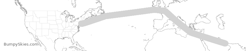 Turbulence forecast map for UAE2692, JFK to MDB
