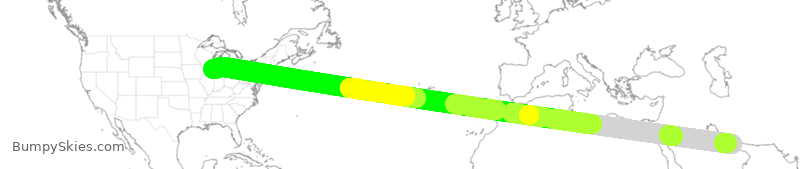 Turbulence forecast map for UAE3, DXB to ORD