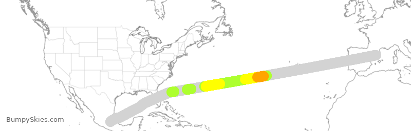 Turbulence forecast map for UAE81, BCN to MEX