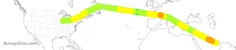 Turbulence forecast map for UAE9232, ORD to MDW